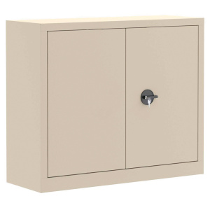 Armoire monobloc portes battantes 2 tablettes coloris noir - L100xP43xH100 cm - Beige RAL 1015