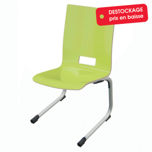 Chaise ALUMIT AST coque Spring stratifié chant brut piètement aluminium époxy - T6 - pomme verte/gris alu RAL 9006