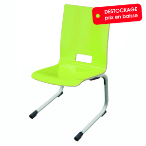 Chaise ALUMIT AST coque Spring stratifié chant brut piètement aluminium époxy - T6 - pomme verte/gris alu RAL 9006