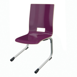 Chaise ALUMIT AST coque Spring stratifié chant brut piètement époxy - T6 -  prune/gris alu RAL 9006