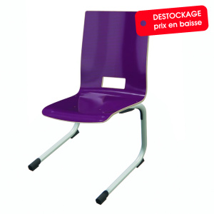 Chaise ALUMIT AST coque Spring stratifié chant brut piètement époxy - T6 -  prune/gris alu RAL 9006