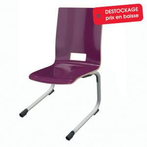 Chaise ALUMIT AST coque Spring stratifié chant brut piètement aluminium époxy - T6 -  prune/gris alu RAL 9006