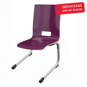 Chaise ALUMIT AST coque Spring stratifié chant brut piètement aluminium époxy - T6 -  prune/gris alu RAL 9006