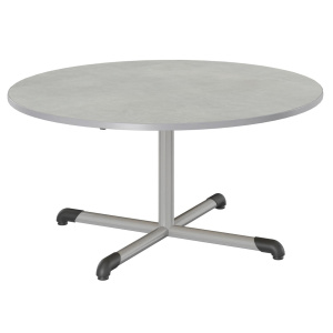 Table BANDANA plateau antibruit SOFTOP® chant ABS gris piètement central époxy - D120 cm - T6