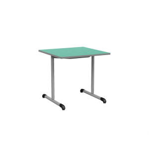 Table BANDANA DL plateau antibruit ép.26 mm SOFTOP® chant ABS gris piètement époxy - 80x80 cm - T6