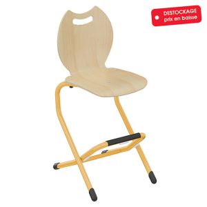 Chaise LILA coque Bandana bois Blueprotech® piètement acier époxy - H52 cm - Jaune RAL 1003