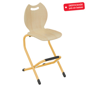 Chaise LILA coque Bandana bois Blueprotech® piètement acier époxy - H52 cm - Jaune RAL 1003