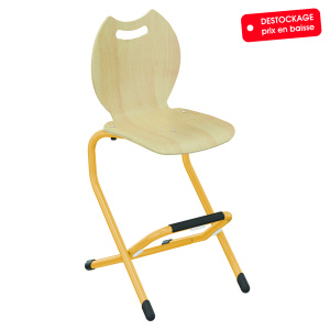 Chaise LILA coque Bandana bois Blueprotech® piètement acier époxy - H52 cm - Jaune RAL 1003