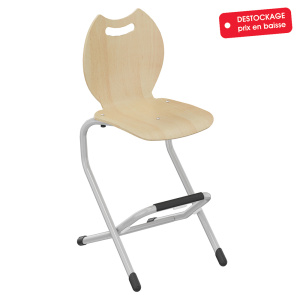 Chaise LILA coque Bandana bois Blueprotech® piètement acier époxy - H52 cm - Gris RAL 9006