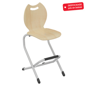 Chaise LILA coque Bandana bois Blueprotech® piètement acier époxy - H52 cm - Gris RAL 9006