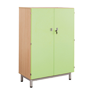 Armoire PICCOLO 2 portes mélaminé piètement époxy - L90xP45xH140 cm - Ivoire/Kiwi/Gris alu RAL 9006