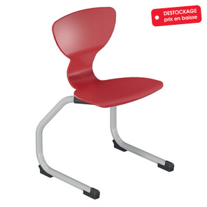 Chaise CORUS AST coque polyuréthane piètement époxy - T3 - Rouge/Gris alu RAL 9006