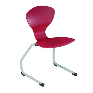Chaise CORUS AST coque polyuréthane piètement époxy - T6 - Rouge/Gris alu RAL 9006