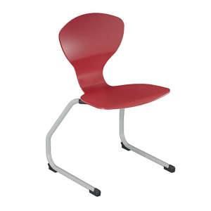 Chaise CORUS AST coque polyuréthane piètement époxy - T6 - Rouge/Gris alu RAL 9006