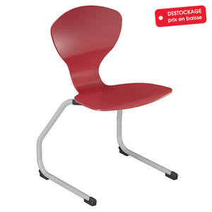 Chaise CORUS AST coque polyuréthane piètement époxy - T6 - Rouge/Gris alu RAL 9006