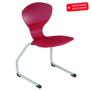 Chaise CORUS AST coque polyuréthane piètement époxy - T6 - Rouge/Gris alu RAL 9006