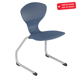Chaise CORUS AST coque polyuréthane piètement époxy - T6 - Bleu/Gris alu RAL 9006