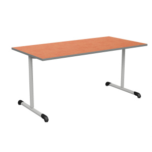 Table BANDANA DL plateau antibruit ép.26 mm SOFTOP® chant ABS gris piètement époxy - 200x80 cm - T6