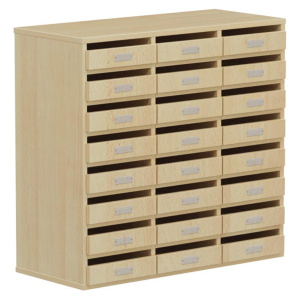 Meuble à courrier BIP BOP 24 portes aimantées mélaminé - L90xP40xH85 cm - Hêtre miel