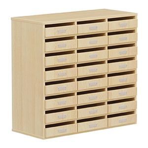 Meuble à courrier BIP BOP 24 portes aimantées mélaminé - L90xP40xH85 cm - Hêtre miel