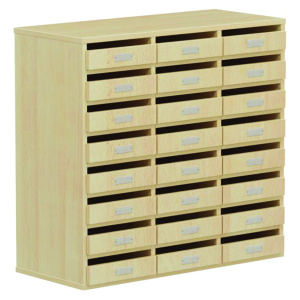 Meuble à courrier BIP BOP 24 portes aimantées mélaminé - L90xP40xH85 cm - Hêtre miel