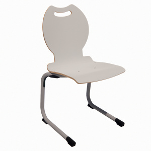 Chaise ALUMIT AST coque Bandana stratifié chant brut piètement époxy - T6 - gris dauphin/gris alu RAL 9006