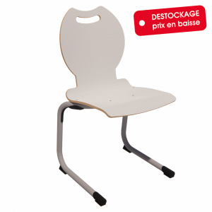 Chaise ALUMIT AST coque Bandana stratifié chant brut piètement époxy - T6 - gris dauphin/gris alu RAL 9006