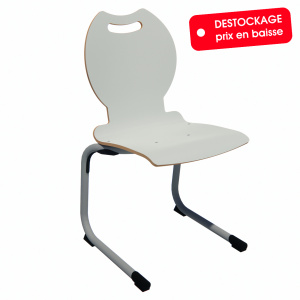 Chaise ALUMIT AST coque Bandana stratifié chant brut piètement époxy - T6 - gris dauphin/gris alu RAL 9006