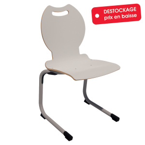 Chaise ALUMIT AST coque Bandana stratifié chant brut piètement aluminium époxy - T6 - gris dauphin/gris alu RAL 9006