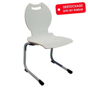 Chaise ALUMIT AST coque Bandana stratifié chant brut piètement aluminium époxy - T6 - gris dauphin/gris alu RAL 9006