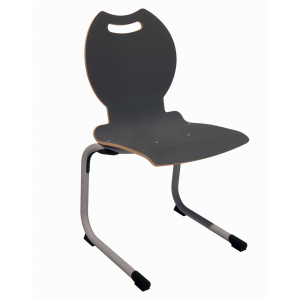 Chaise ALUMIT AST coque Bandana stratifié chant brut piètement époxy - T6 - ardoise/gris alu RAL 9006