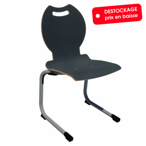 Chaise ALUMIT AST coque Bandana stratifié chant brut piètement époxy - T6 - ardoise/gris alu RAL 9006