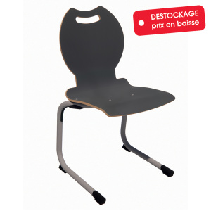 Chaise ALUMIT AST coque Bandana stratifié chant brut piètement aluminium époxy - T6 - ardoise/gris alu RAL 9006