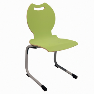 Chaise ALUMIT AST coque Bandana stratifié chant brut piètement époxy - T6 - vert anis/gris alu RAL 9006