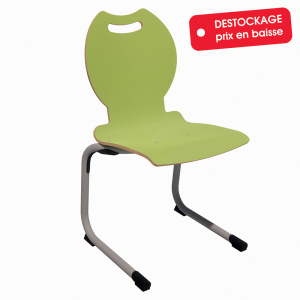 Chaise ALUMIT AST coque Bandana stratifié chant brut piètement aluminium époxy - T6 - vert anis/gris alu RAL 9006