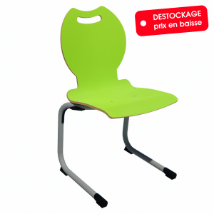 Chaise ALUMIT AST coque Bandana stratifié chant brut piètement aluminium époxy - T6 - vert anis/gris alu RAL 9006