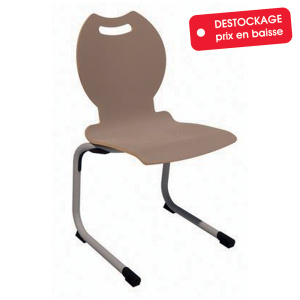 Chaise ALUMIT AST coque Bandana stratifié chant brut piètement aluminium époxy - T6 - praline/gris alu RAL 9006