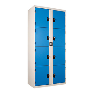 Casiers visitable 8 casiers époxy - L90xP50xH198 cm - Gris RAL 7035/bleu