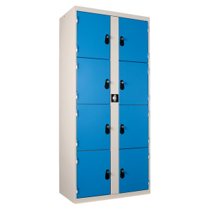 Casiers visitable 8 casiers époxy - L90xP50xH198 cm - Gris RAL 7035/bleu