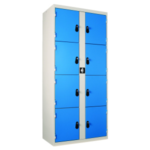Casiers visitable 8 casiers époxy - L90xP50xH198 cm - Gris RAL 7035/bleu