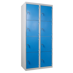 Casiers non visitable 8 casiers époxy - L80xP50xH180 cm - Gris RAL 7035/bleu