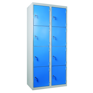 Casiers non visitable 8 casiers époxy - L80xP50xH180 cm - Gris RAL 7035/bleu