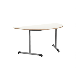 Table BANDANA DL plateau ép.24 mm stratifié chant bois piètement époxy - demi-lune D160 cm - T6