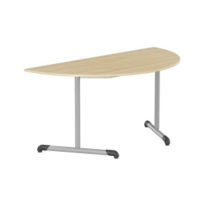 Table BANDANA DL plateau ép.19 mm mélaminé chant ABS piètement époxy - demi-lune D160 cm - T6