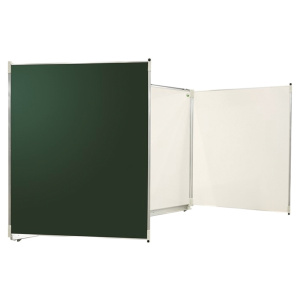 Tableau triptyque 1 face blanc pour feutre 1 face vert pour craie - L200xH120 cm