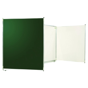 Tableau triptyque 1 face blanc pour feutre 1 face vert pour craie - L150xH100 cm