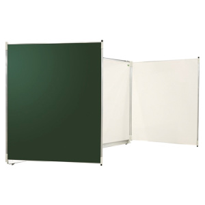Tableau triptyque 1 face blanc pour feutre 1 face vert pour craie - L150xH100 cm