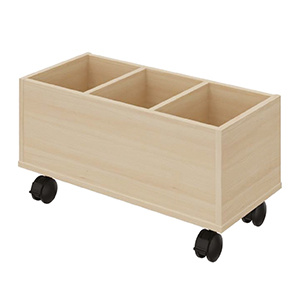 Bac à albums RICOCHET mobile 3 cases mélaminé - L75xP35xH38,8 cm - Hêtre miel
