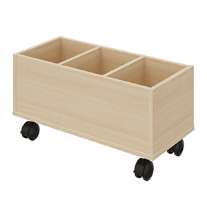 Bac à albums RICOCHET mobile 3 cases mélaminé - L75xP35xH38,8 cm - Hêtre miel