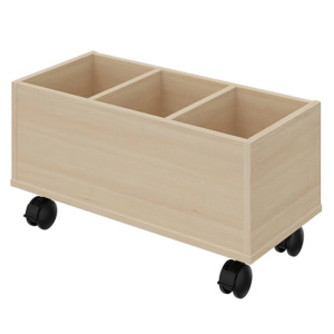 Bac à albums RICOCHET mobile 3 cases mélaminé - L75xP35xH38,8 cm - Hêtre miel